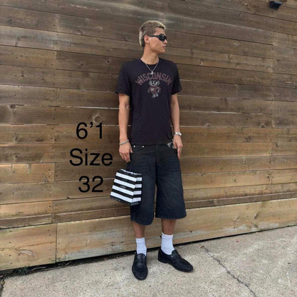 14oz Black Washed Double Pocket Plaid Jorts