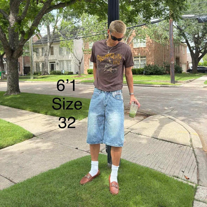 14oz Blue Washed Double Pocket Plaid Jorts