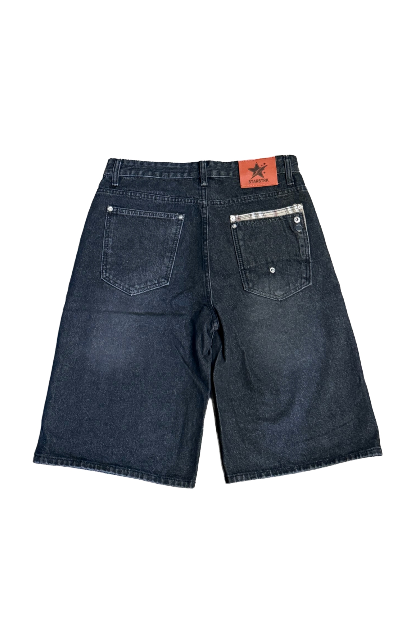 14oz Black Washed Double Pocket Plaid Jorts